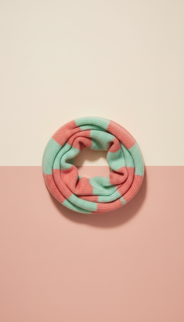 Écharpe rayée menthe et corail