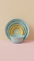 Set paniers décoratifs bleu ciel et jaune
