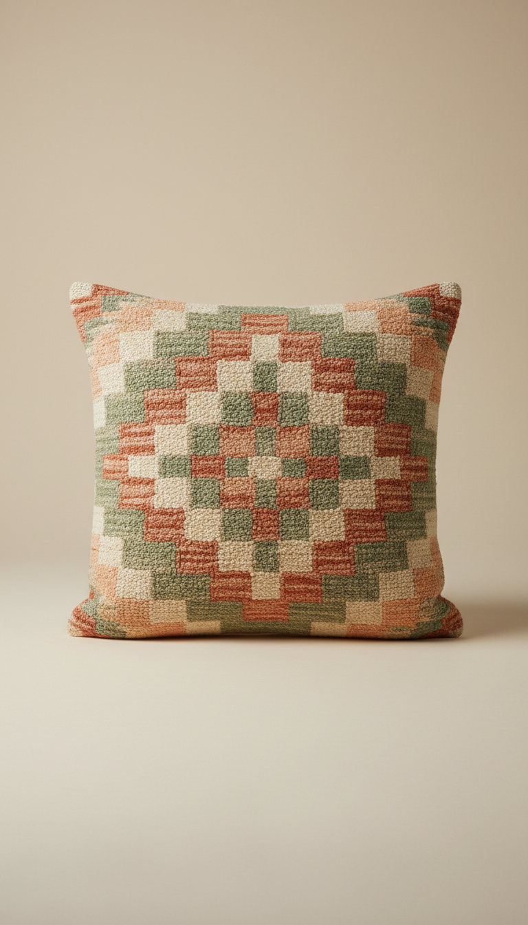 Coussin texturé en coton peigné